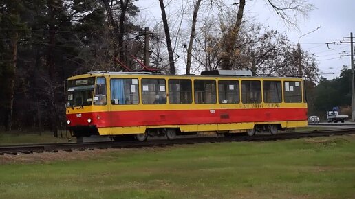 Трамвай Tatra T6B5SU-1007. Разворот на кольце.