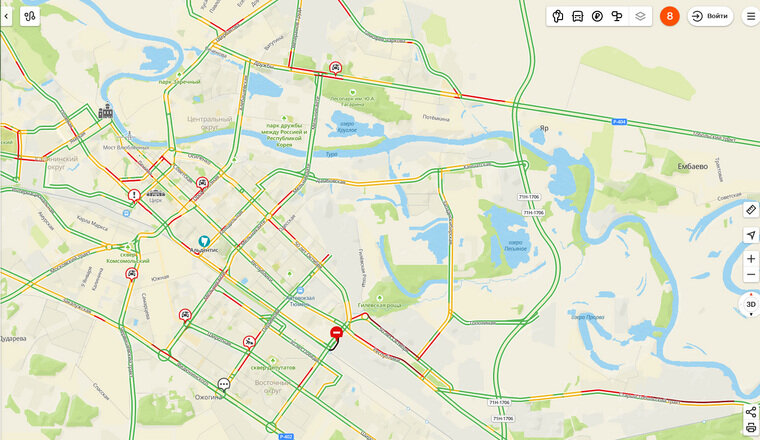    Заторы в городе возникли и по причине четырех аварий