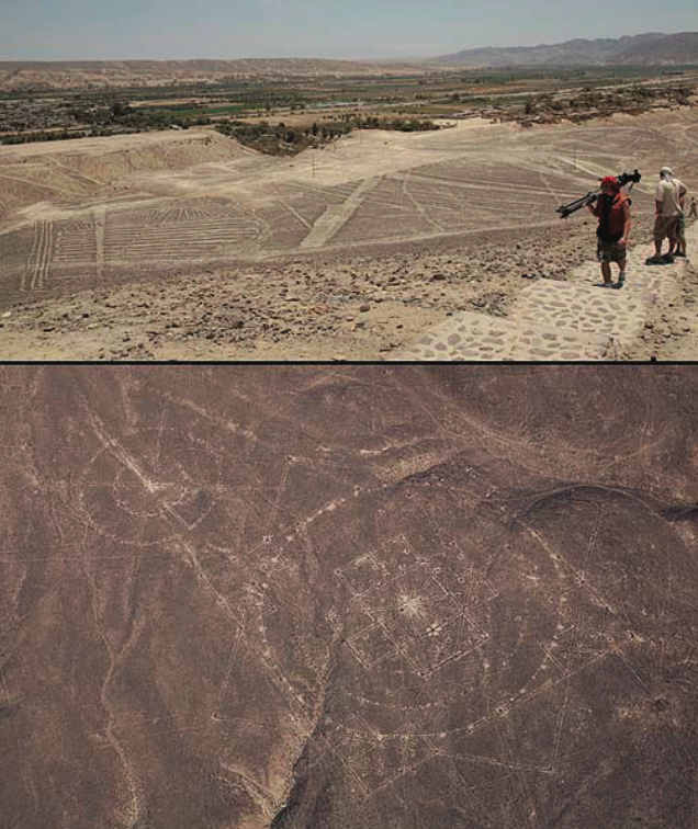 «Солнечные часы» и «Звезда» на плато Пальпа. Изображение взято из книги А. Ю. Склярова «Перу и Боливия задолго до инков», издательство ВЕЧЕ, 2011 