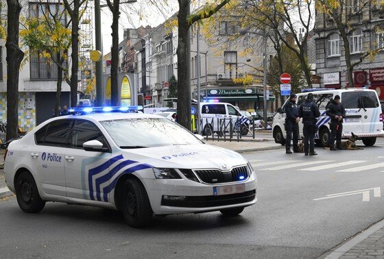    Полиция в центре Брюсселя после произошедшего теракта