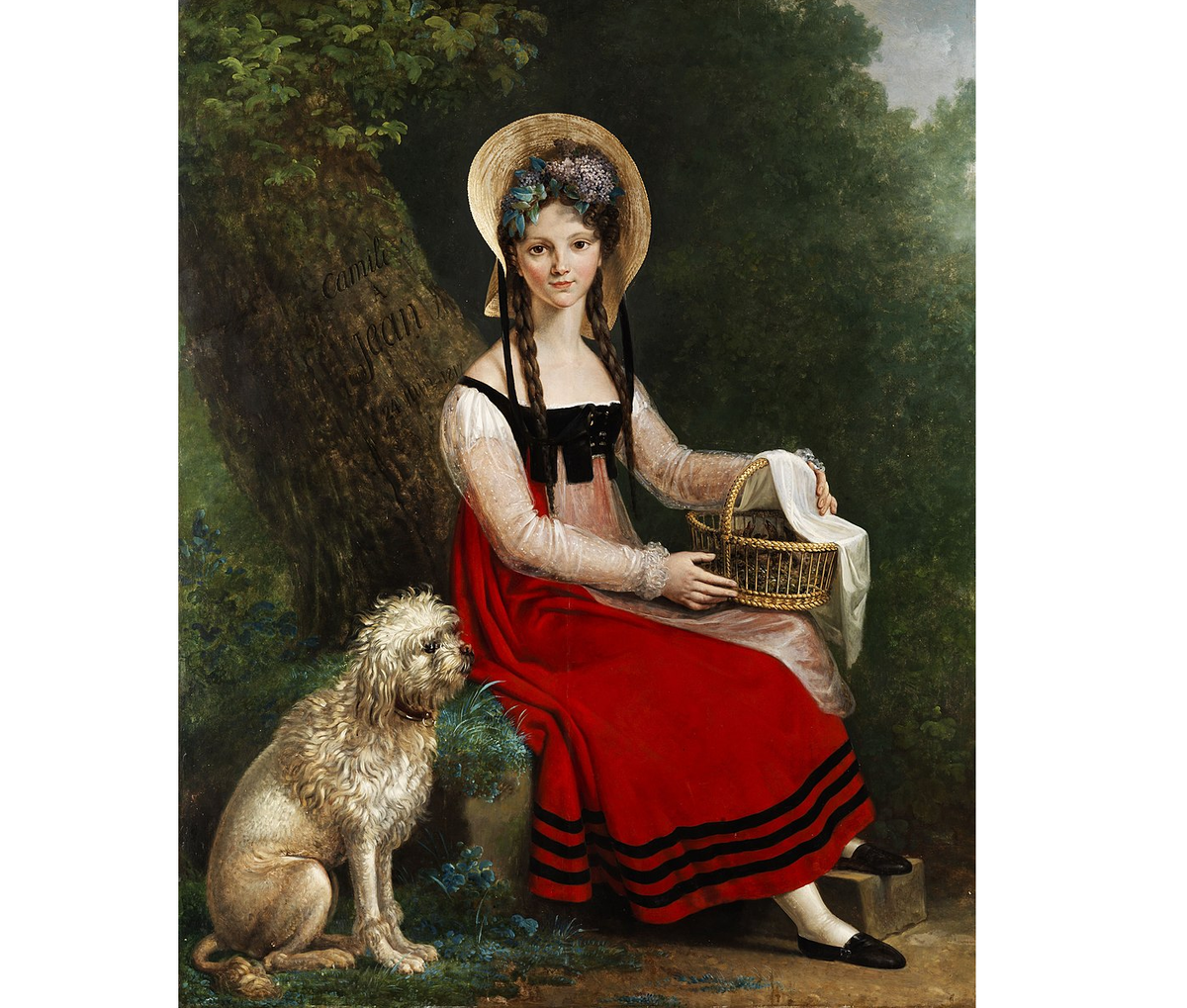 "Портрет девушки с пуделем на берегу реки", 1817. (сс) Wikimedia Commons