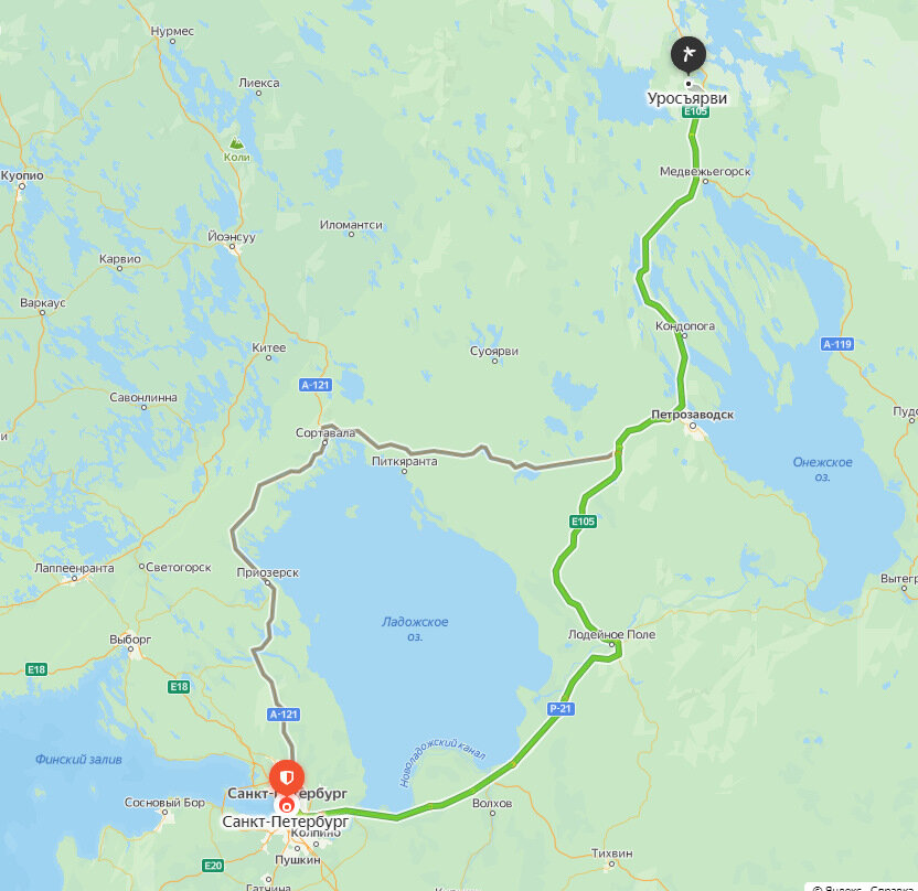 Маршрут первого дня. 620 км