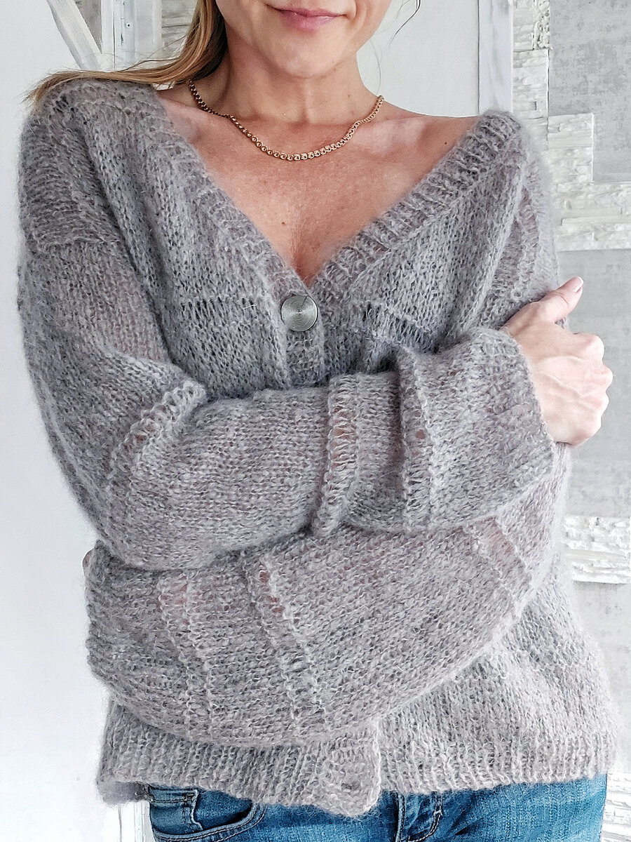 Кардиган из фактурной пряжи с мохером Dior ручной работы от Knitochka.Style 