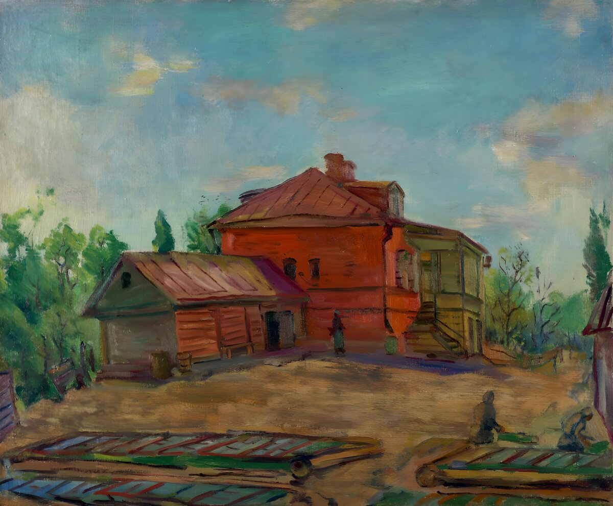 Кузнецов П. В.,«Мичуринский домик», 1939, холст, масло, 54,5 x 65 см, Государственный Русский музей, Санкт-Петербург Добавьте описание
