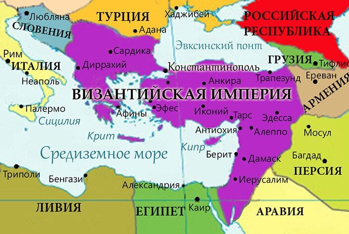 Карта Византийской империи