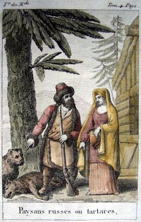 "Русские или тартары" изображение 1760 года иезуита Антуана Франсуа Прево из записок путешествий "Histoire Generale Des Voyages".