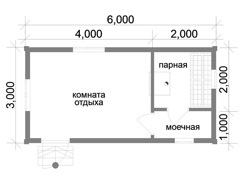 Проект бани 6 на 3 из бруса