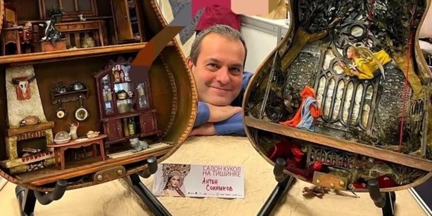    Всего художник изготовил две гитары.Антон Солныков