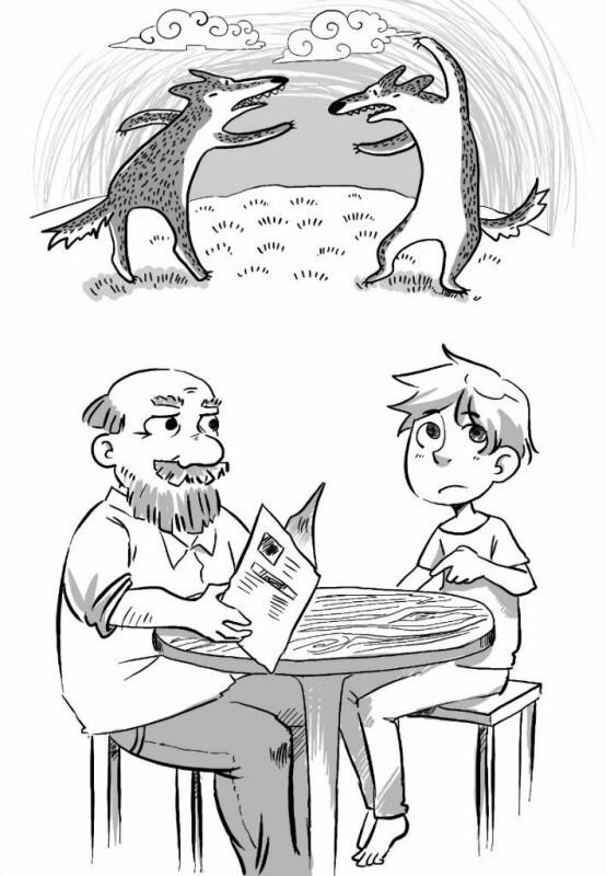 Когда-то давно старик открыл своему внуку одну жизненную истину— В каждом человеке идёт борьба, очень похожая на борьбу двух волков. Один волк представляет зло: зависть, ревность, сожаление, эгоизм, амбиции, ложь. Другой волк представляет добро: мир, любовь, надежду, истину, доброту и верность.Внук, тронутый до глубины души словами деда, задумался, а потом спросил:— А какой волк в конце побеждает?Старик улыбнулся и ответил:— Всегда побеждает тот волк, которого ты кормишь.