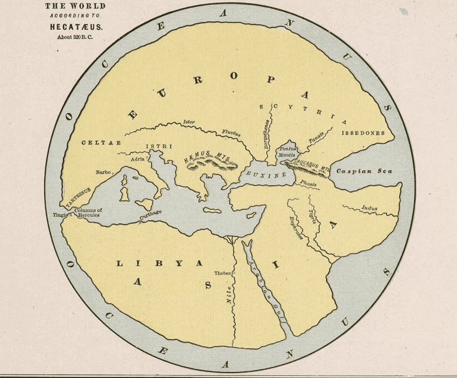 Карта мира Гекатея Милетского 5-6 век до н.э