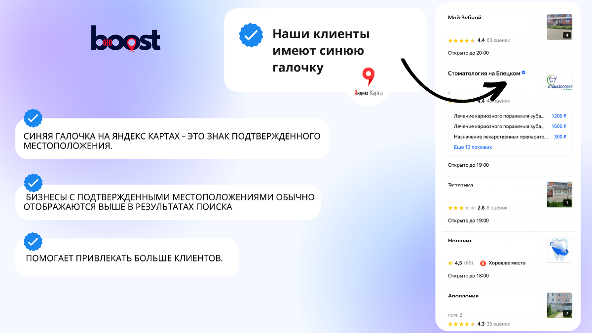 Синяя галочка на Яндекс картах | GeoBoost - продвижение на геосервисах ...