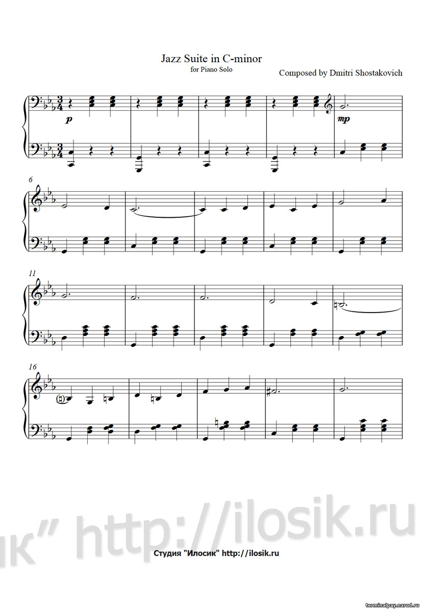 Вальс №2 - Шостакович Дмитрий
(Jazz Suite) Ноты для фортепиано.
Ноты здесь:
https://terminalpay.narod.ru/shop/131460/desc/vals-2-shostakovich-dmitrij

-2