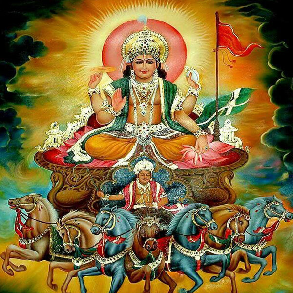 Адитья в колеснице, запряженной семеркой лошадей. Изображение: homas.org