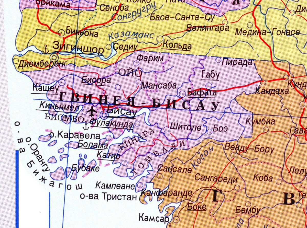 Карта Гвинеи-Биссау