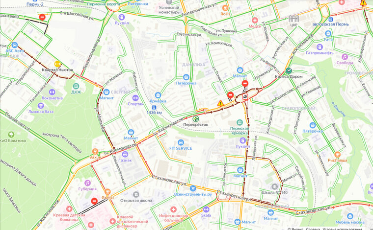 Карта пробок в перми сейчас