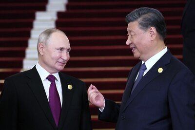    Президент РФ Владимир Путин и председатель Китайской Народной Республики (КНР) Си Цзиньпин (справа) ©Сергей Савостьянов РИА Новости