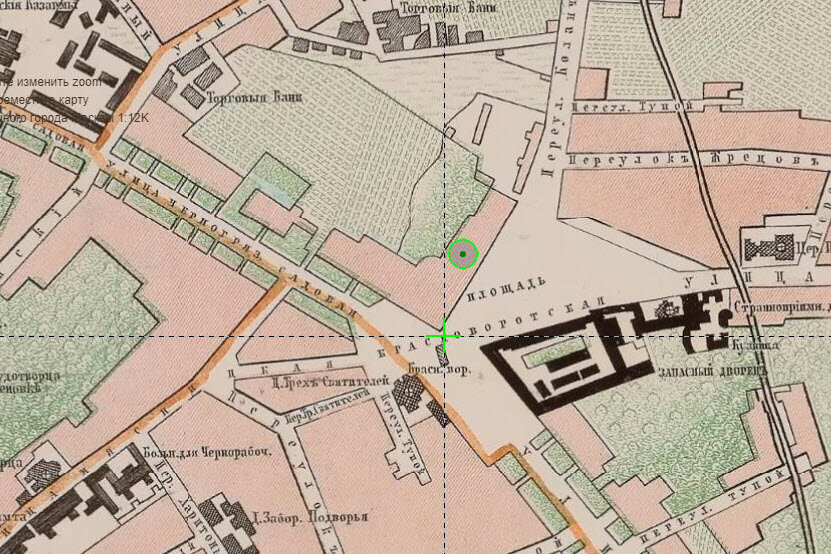 Красноворотская площадь. Фрагмент карты 1859 года. Источник www.retromap.com