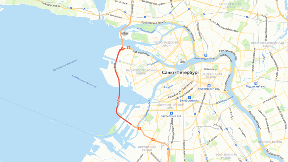    Участок ЗСД, который закроют в ночь на 22 октября Автор фото: Яндекс.Карты