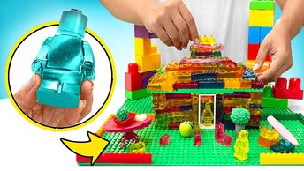 Челлендж: строим дом из разноцветных желейных кирпичиков!