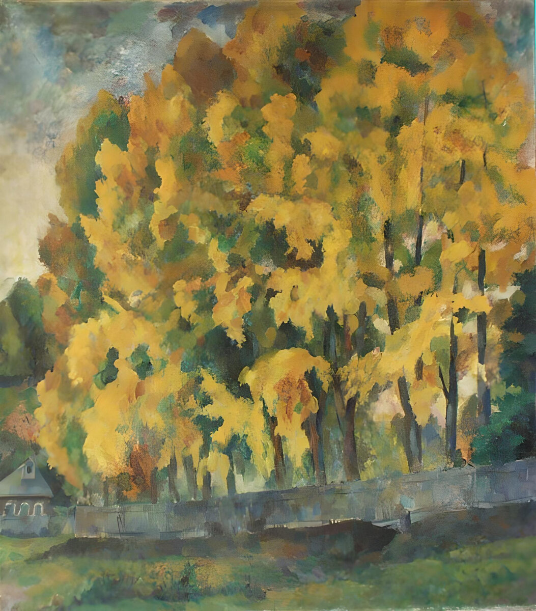 Лентулов А.В., «Осень», между 1920 и 1922, холст, масло, 155 × 136 см, Государственный Русский музей, Санкт-Петербург