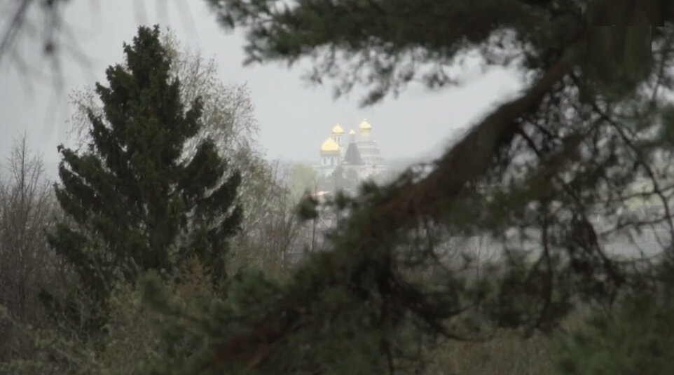 Из беседки видно купола храма 