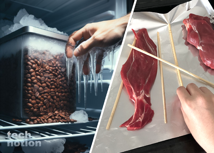Для чего замораживать зерна кофе, а к мясу при выпечке класть палочки для еды / Изображение: дзен-канал technotion