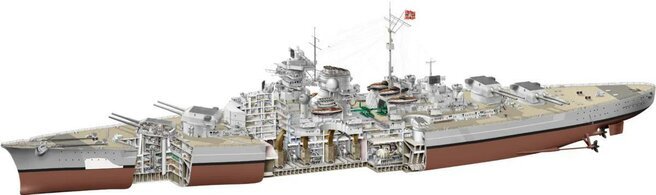 Наружный вид ЛК Bismarck с местными разрезами