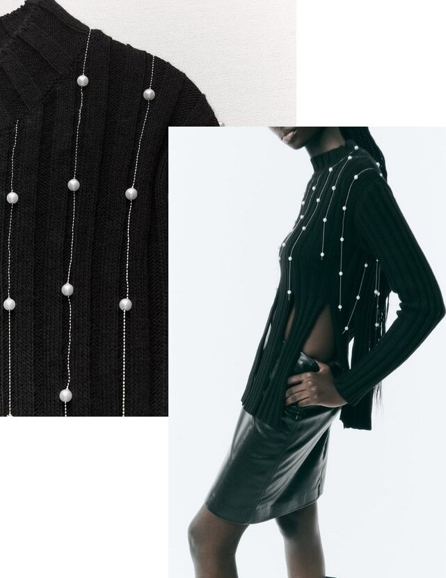 Свитер с бусинами. Коллекция компании Зара.