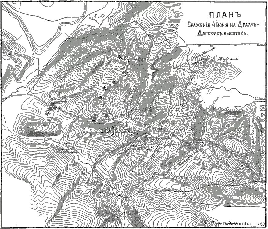 Схема сражения при Драм-Даг 4 июня 1877 г.