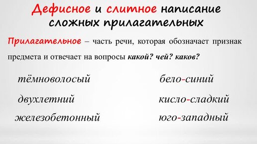 Дефисное и слитное написание сложных прилагательных видеоурок