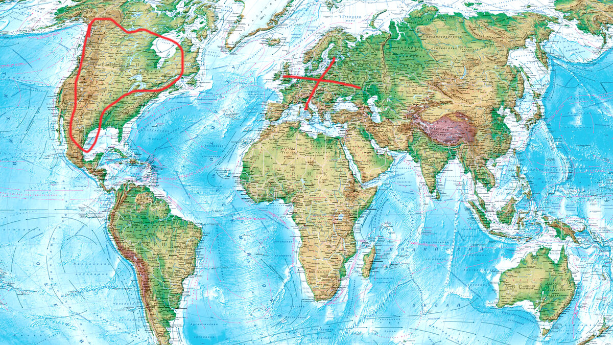 Карта современного мира.