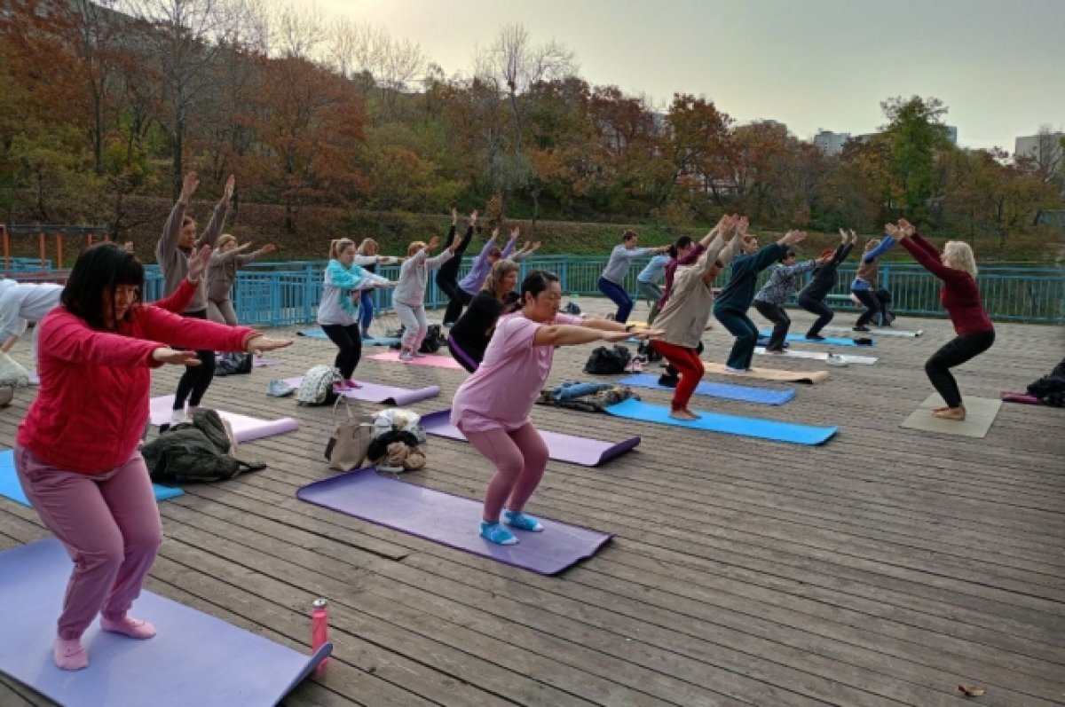    В парке Минного городка завершается сезон уличных занятий йогой