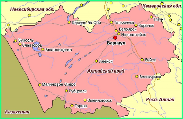 Бийск на карте России