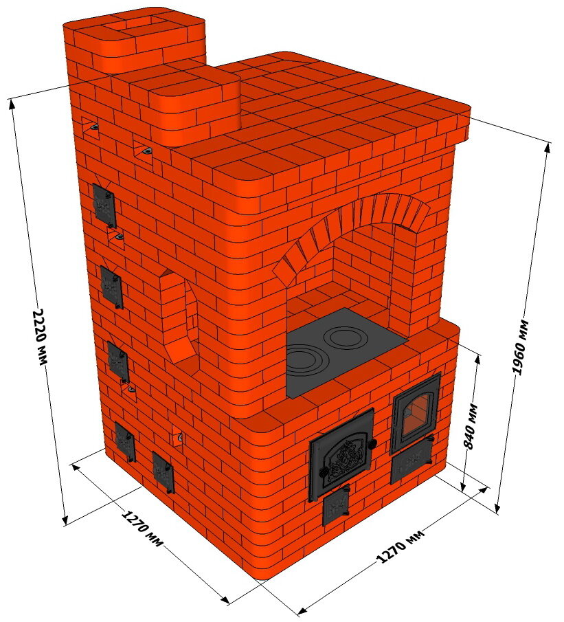 Печи с духовкой из кирпича