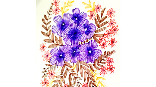 Рисуем вместе с детьми | ☘️🌸☘️Лиловые цветы, нарисованные цветными ...
