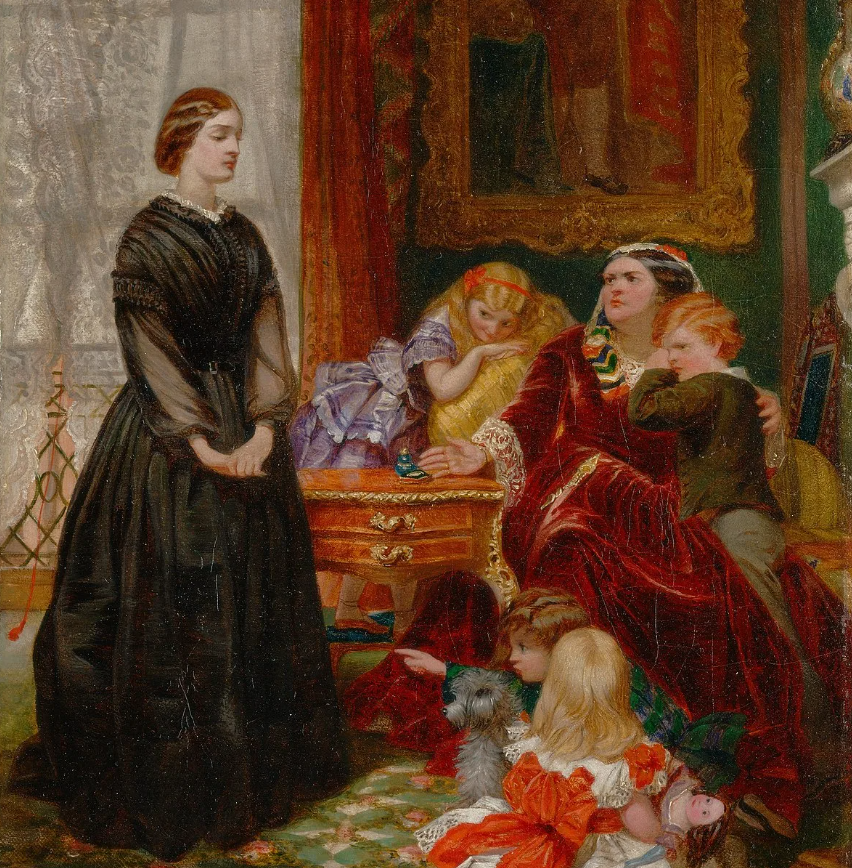 Фрагмент картины Эмили Мэри Осборн  (Emily Mary Osborn (1828–1925),"Гувернантка" 