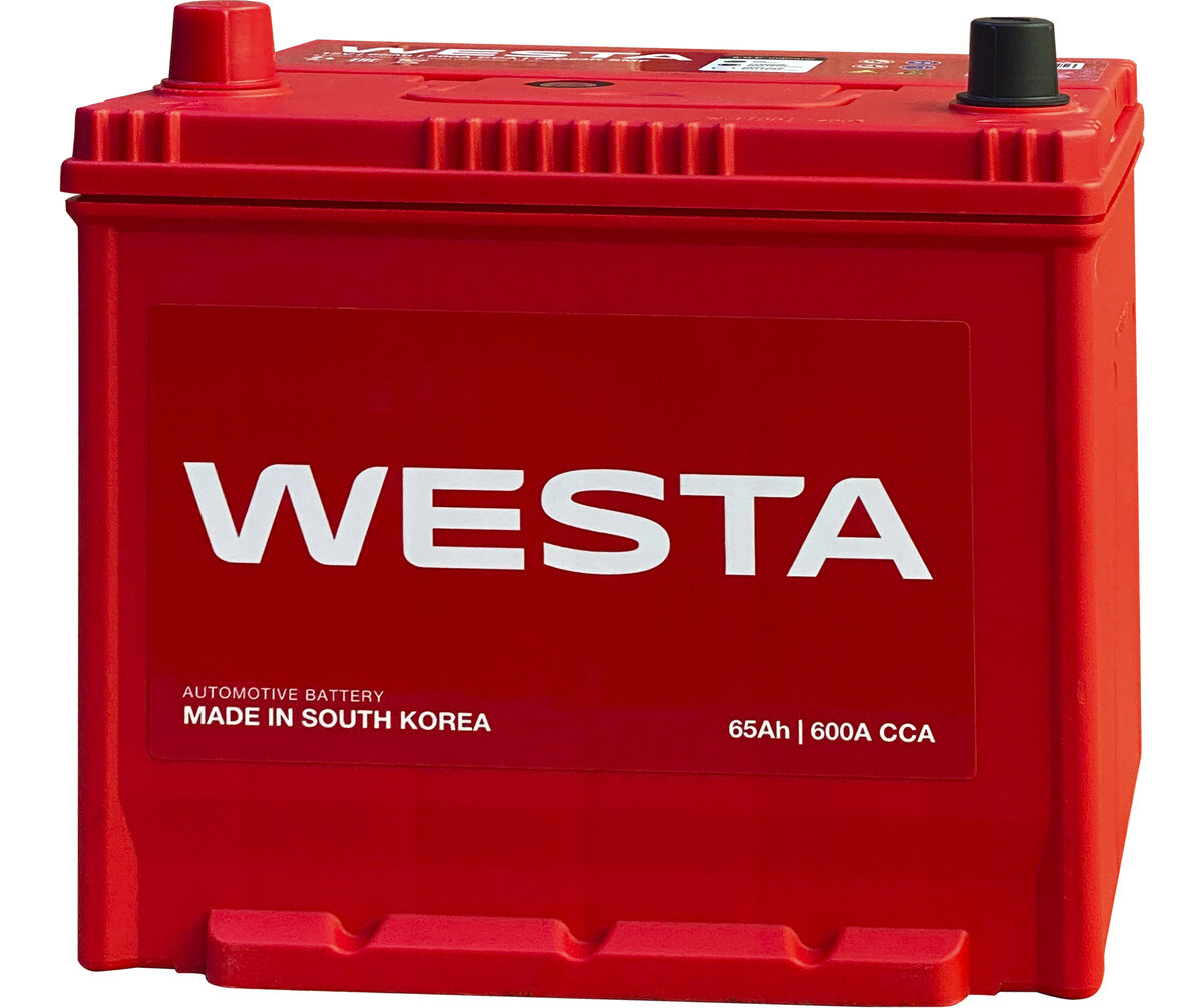 Westa в азиатском типе корпуса, прямая полярность, емкостью 65 Ач с пусковыми токами 600 А