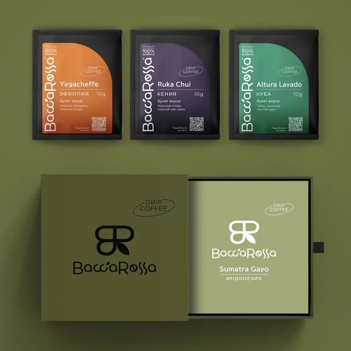 Попробуйте новые наборы кофе спешелти Bacca Rossa в дрип-пакетах, и найдите свой идеальный вкус!