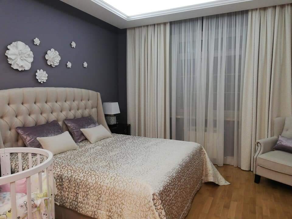 Пример использования лавандового цвета в спальне. Дизайнер Светлана Айвазова