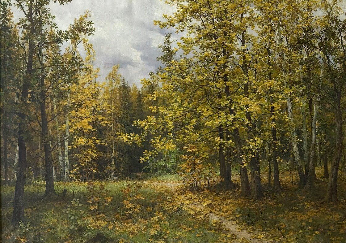 "Осенний лес", 1950-е Холст, масло 99,5 х 140,5 см. Панфилов Виктор Михайлович