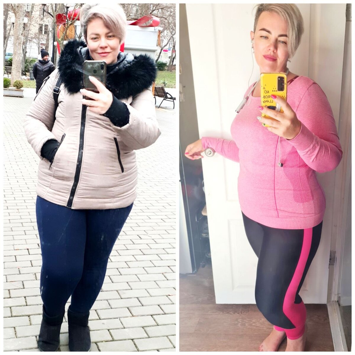 Катя, Автор канала. Разница между фото 19-20кг