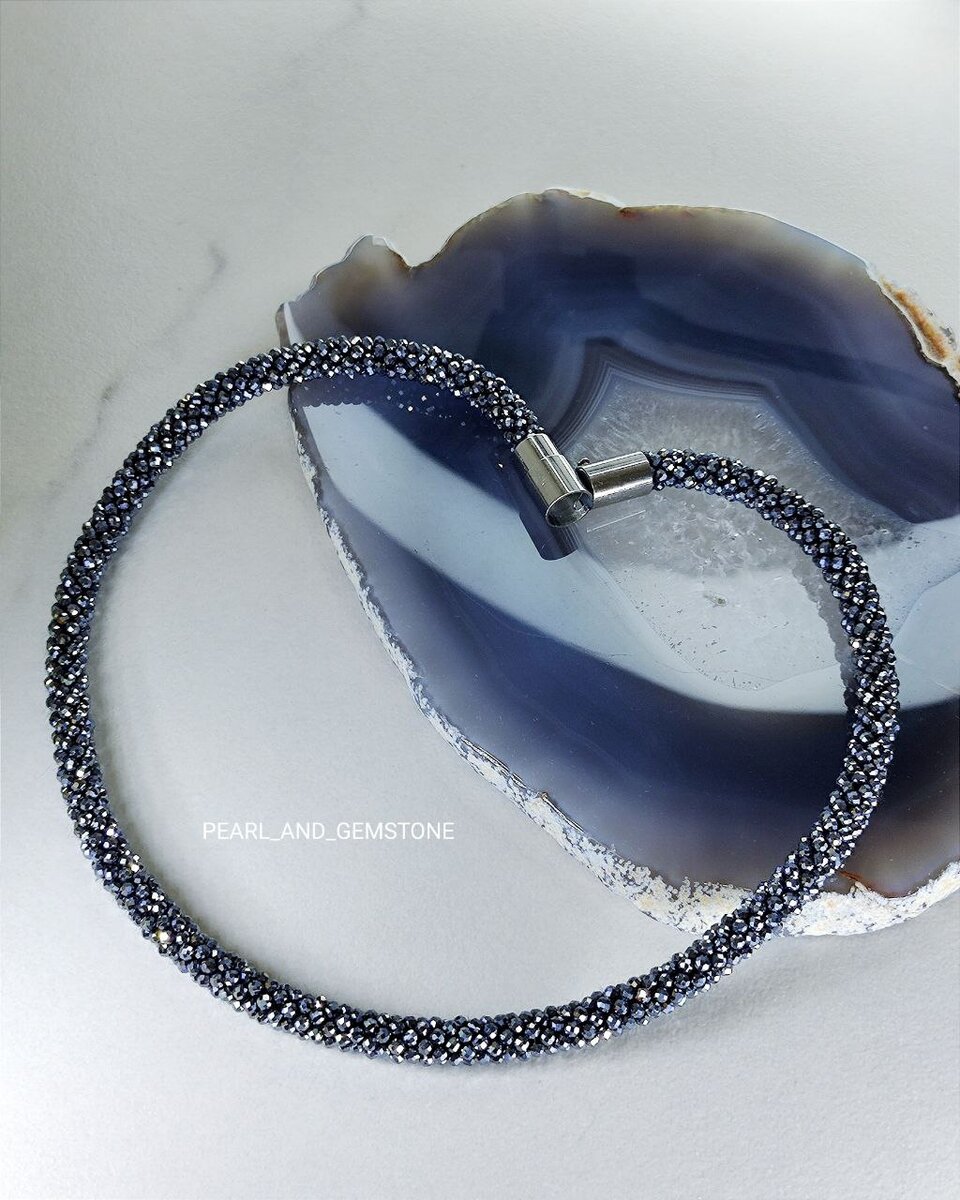 Авторский чокер из натурального терагерца с использованием фурнитуры премиум-сегмента с родиевым покрытием. Автор: PEARL & GEMSTONE. ACCESSORIES