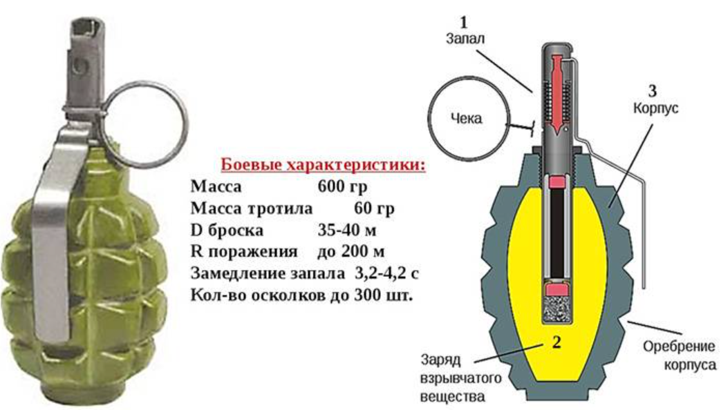 Радиус осколков ргд 5. Ф 1 ТТХ гранаты устройство. Граната Лимонка ф1 характеристики. Технические характеристики гранаты ф 1. Устройство гранат ф-1 РГД-5.