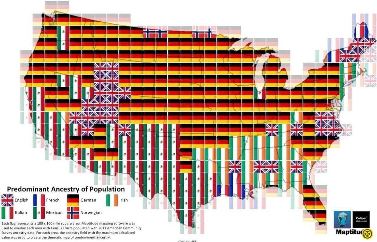 Карта этносов сша