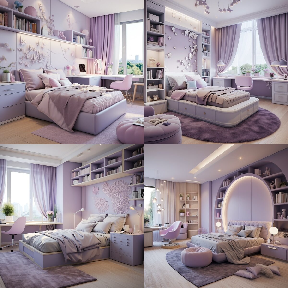 Фиолетовая спальня: фото-идей дизайна спальни в сиреневых тонах