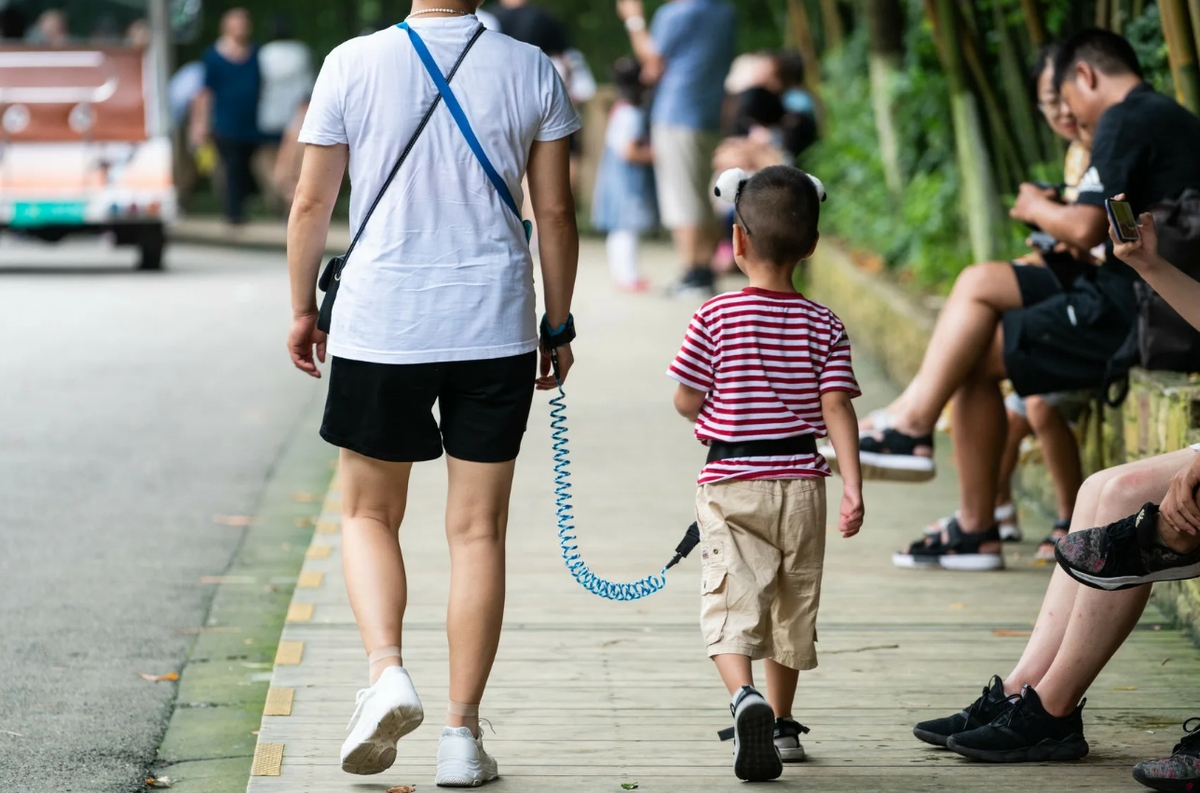 ребенка на поводке  