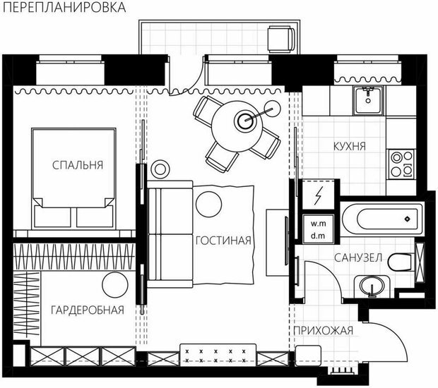 Ремонт в двухкомнатной хрущевке 42 метра (75 фото)