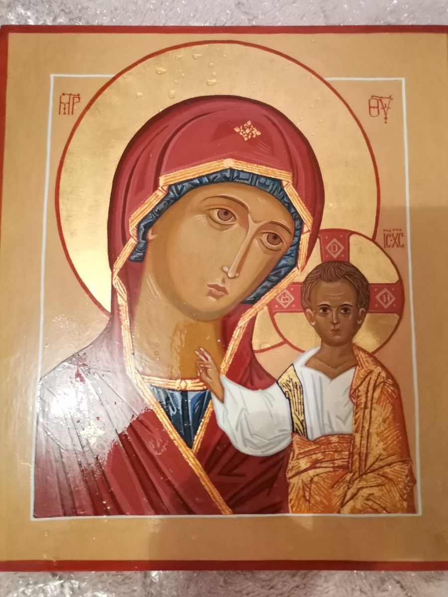 Казанская икона Богородицы, которую написала Светлана в онлайн-школе иконописи «Русская Иконописная школа»