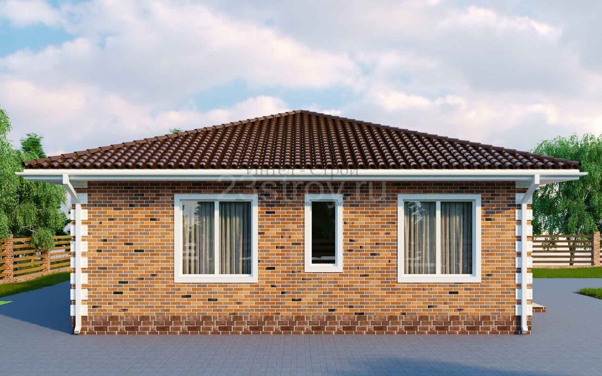 Дом Одноэтажный Кирпичный Проект 100 М2 фото 3