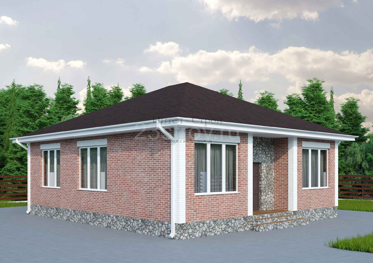 Дом Одноэтажный Кирпичный Проект 100 М2 фото 2
